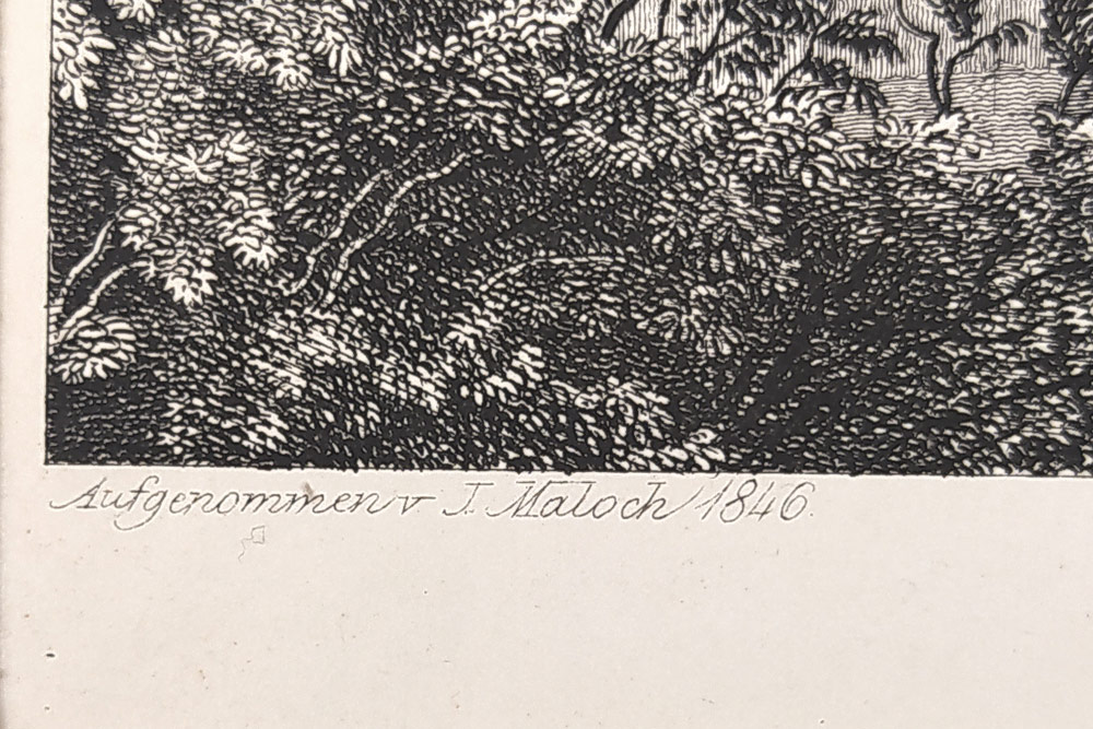 Smečno – pohled na zámek ze západní strany, J. Richter podle J. Malocha, původní litografie, 1846