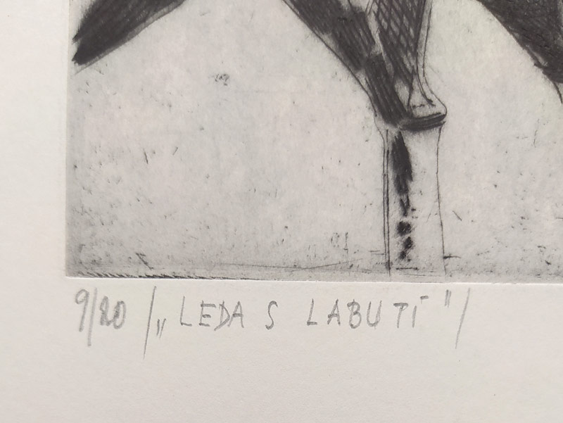 Klápště Jaroslav – Leda s labutí, suchá jehla, číslováno 9/20, 1980