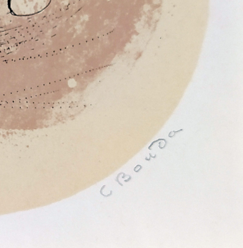 Bouda Cyril – Maškary, původní barevná litografie, 1943