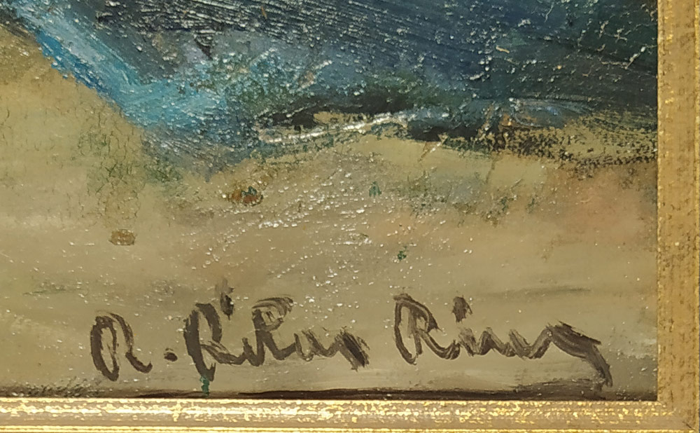 Rius, Ramón Ribas – Sedící tanečnice, olejomalba na kartonu, nedatováno