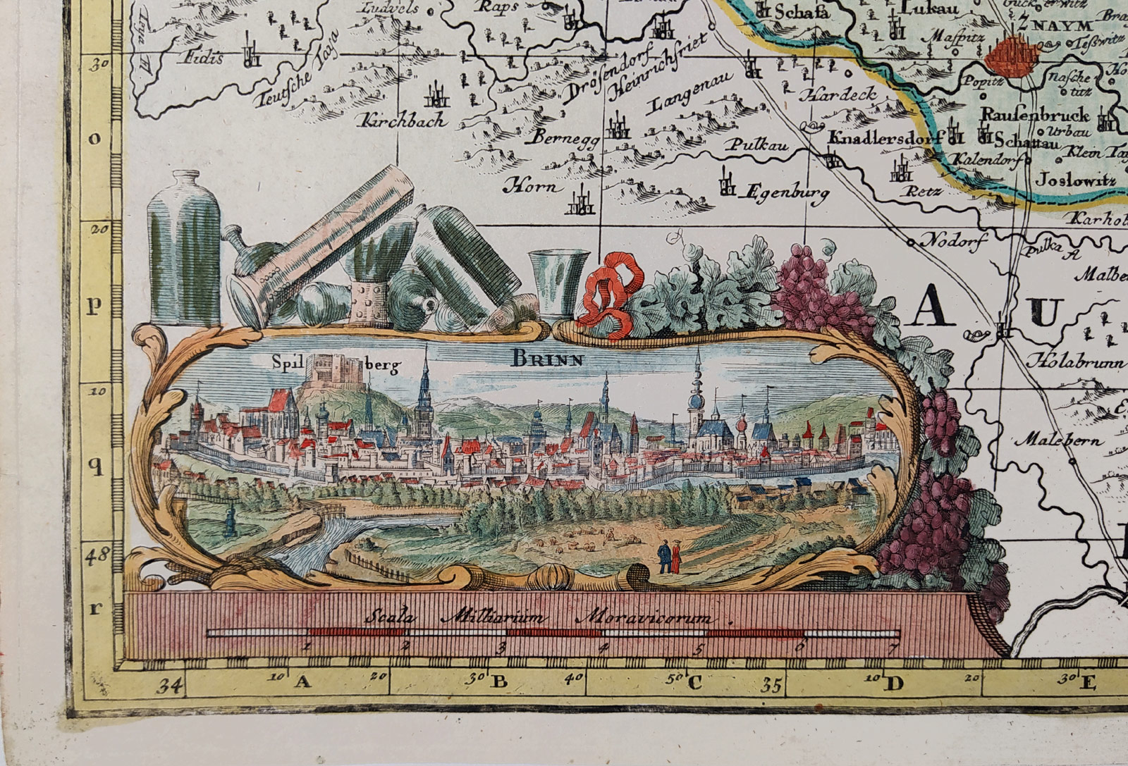 Morava – Moravia Marchionatus, Matthäus Seutter, původní mědiryt, ca 1740