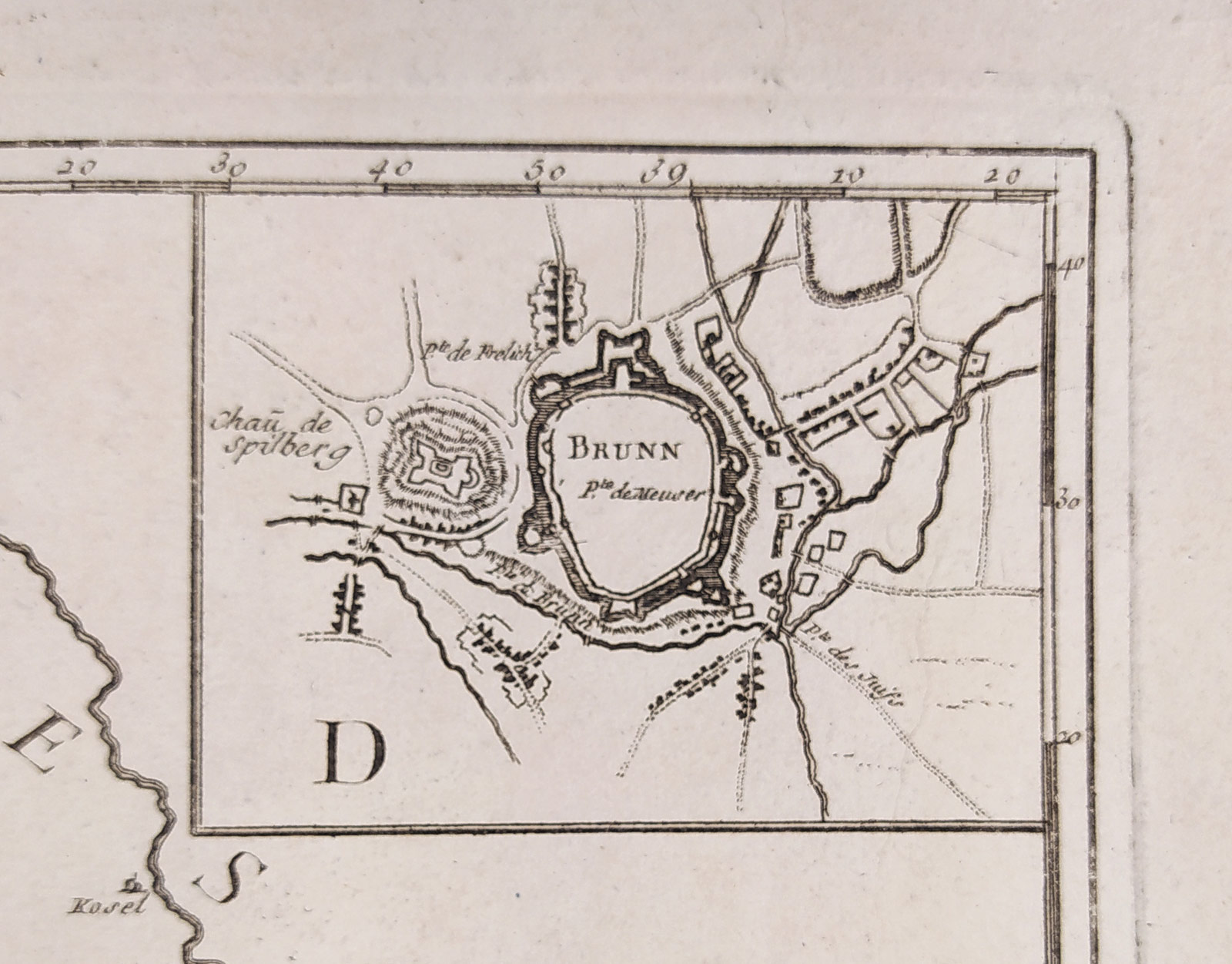 Morava – Johann Christoph Müller, L. G. Le Rouge, staře kolorovaný původní mědiryt, 1742