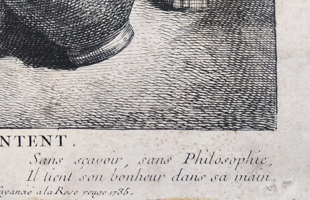 Le Bas Jacques Philippe – Spokojený stařík, mědiryt a lept podle předlohy Davida Tenierse, 1735