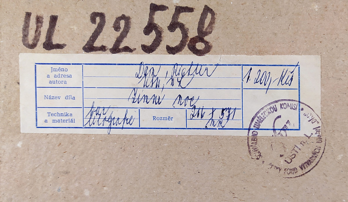 Richter Dan – Zimní noc, signovaná barevná litografie, číslováno 21/80, 1979