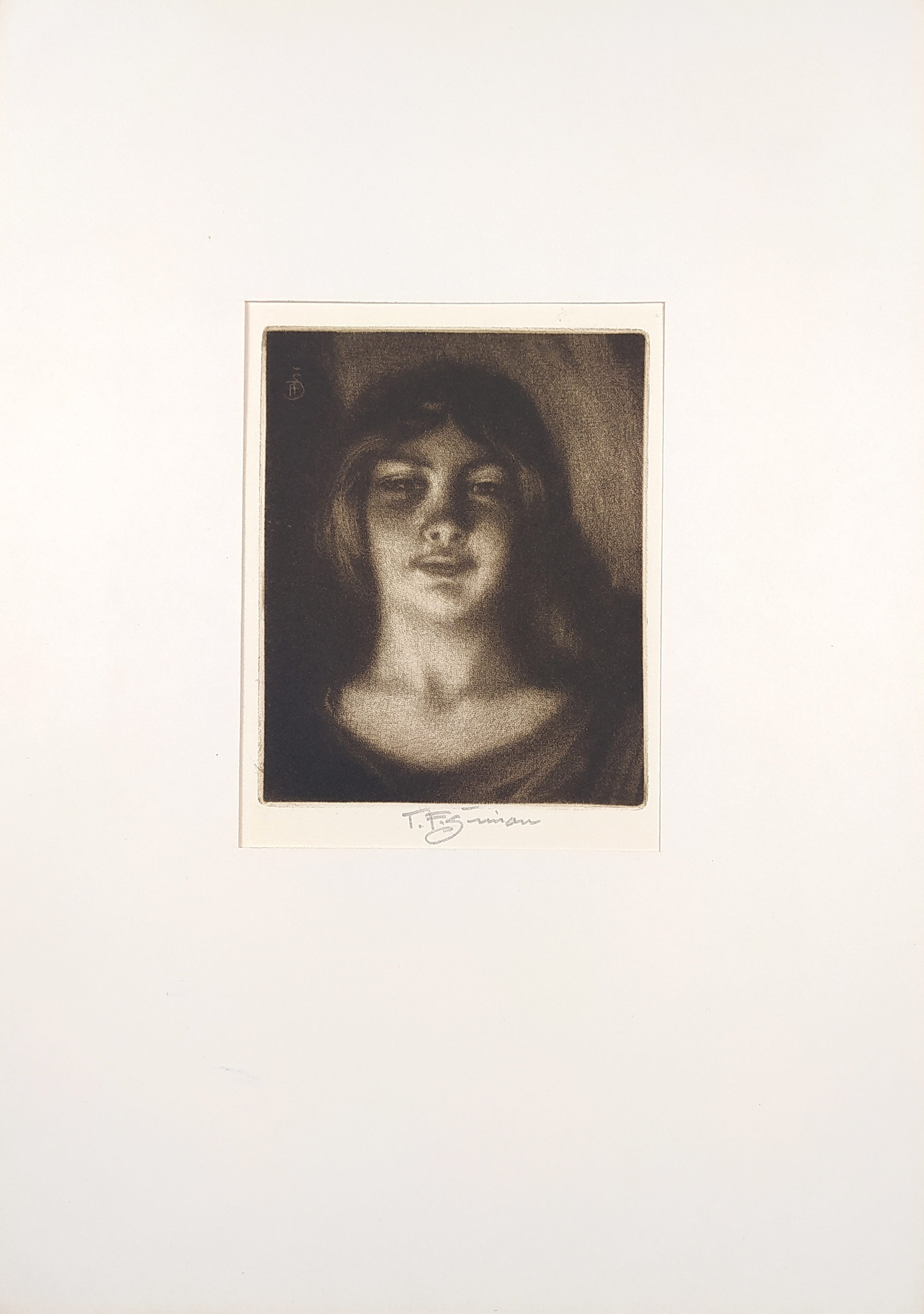 Šimon Tavík František – Portrét mladé ženy, původní mezzotinta, Soupis díla – AP1, 1921