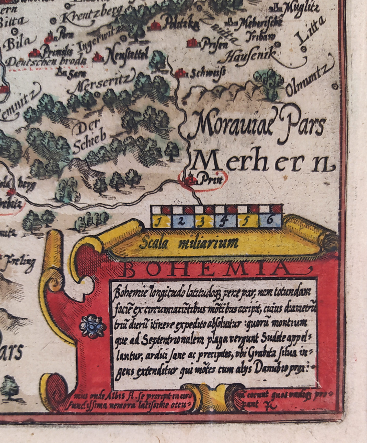 Čechy –  Bussemacher Johann, Nagel Henricius, staře kolorovaný původní mědiryt, 1597