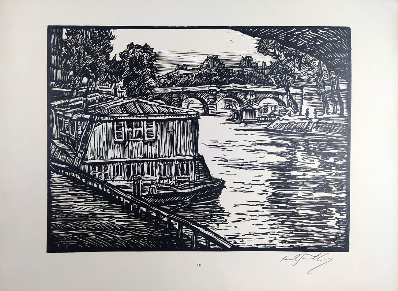 Tondl Karel – Den u Seiny, cyklus šesti dřevorytů, Praha, 1930