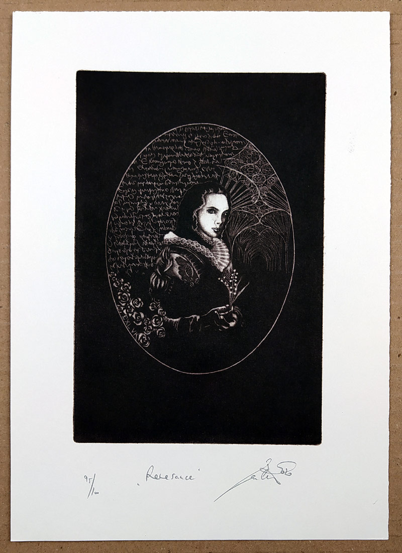 Černoš Jan – Soubor Historia, soubor čtyř Ex libris, mezzotinty, ex. č. 95/100, 2020