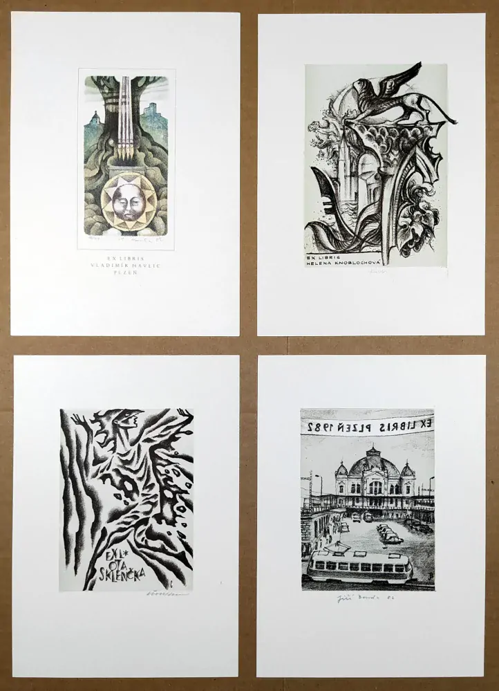 SSPE Plzeň 1982 – Soubor deseti Ex libris, litografie, 1982