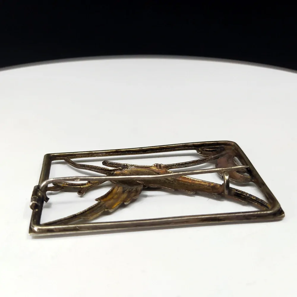 Stříbrná art deco brož – s motivem ptáčka