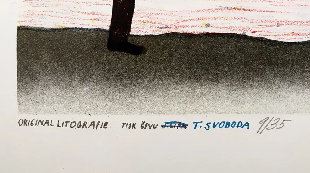 Šalamoun Jiří – Ydé Fiks, signovaná barevná litografie, č. 9/35, 1980