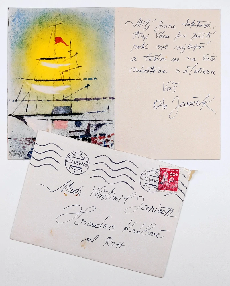 Janeček Ota – Osobní přání MUDr. Vlastimilu Janíčkovi, ofset, 1961