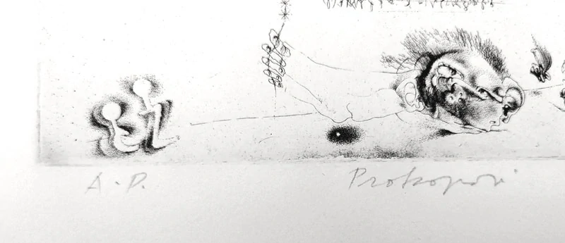 Herel Petr – Borges serie, zrnkový lept, autorský tisk, ca 1968