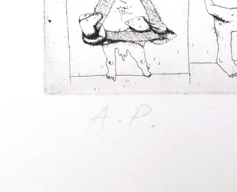 Herel Petr – Borges serie, zrnkový lept, autorský tisk, ca 1968