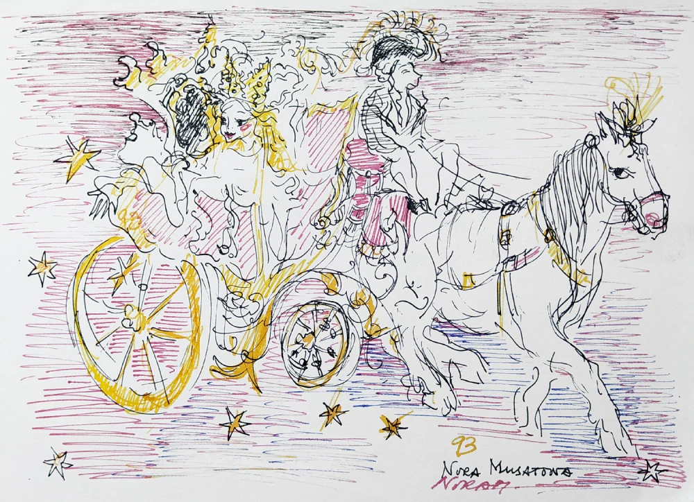 Musatová Nora – Konvolut pěti perokreseb, 80. a 90. léta