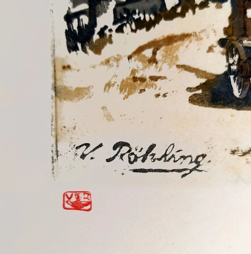 Röhling Vladislav – Hrad Kost, barevný lept, ca 1920