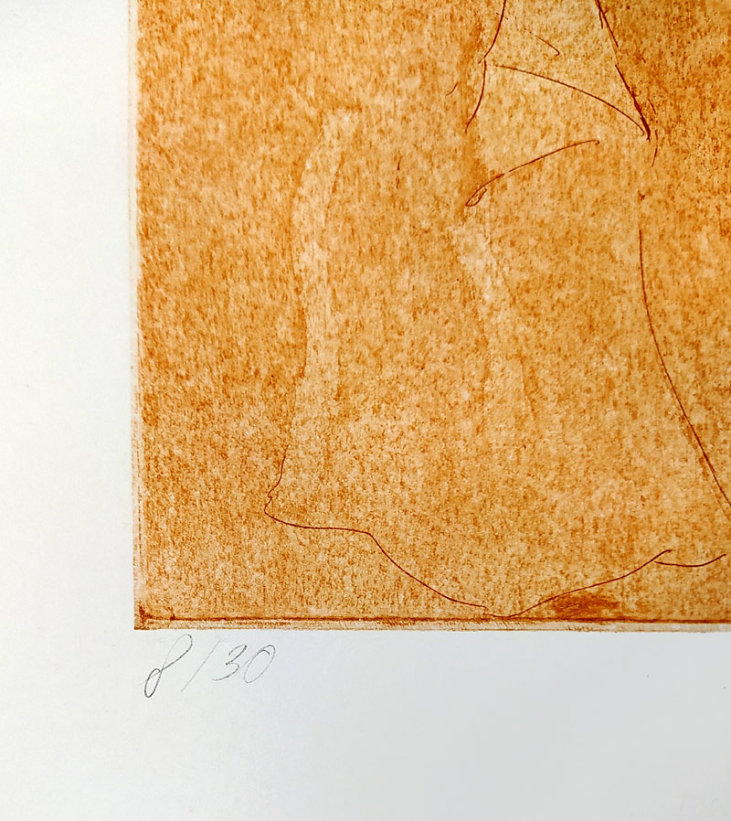 Panáček Adam – V křesle, čárový lept a akvatinta, 8/30, 2023