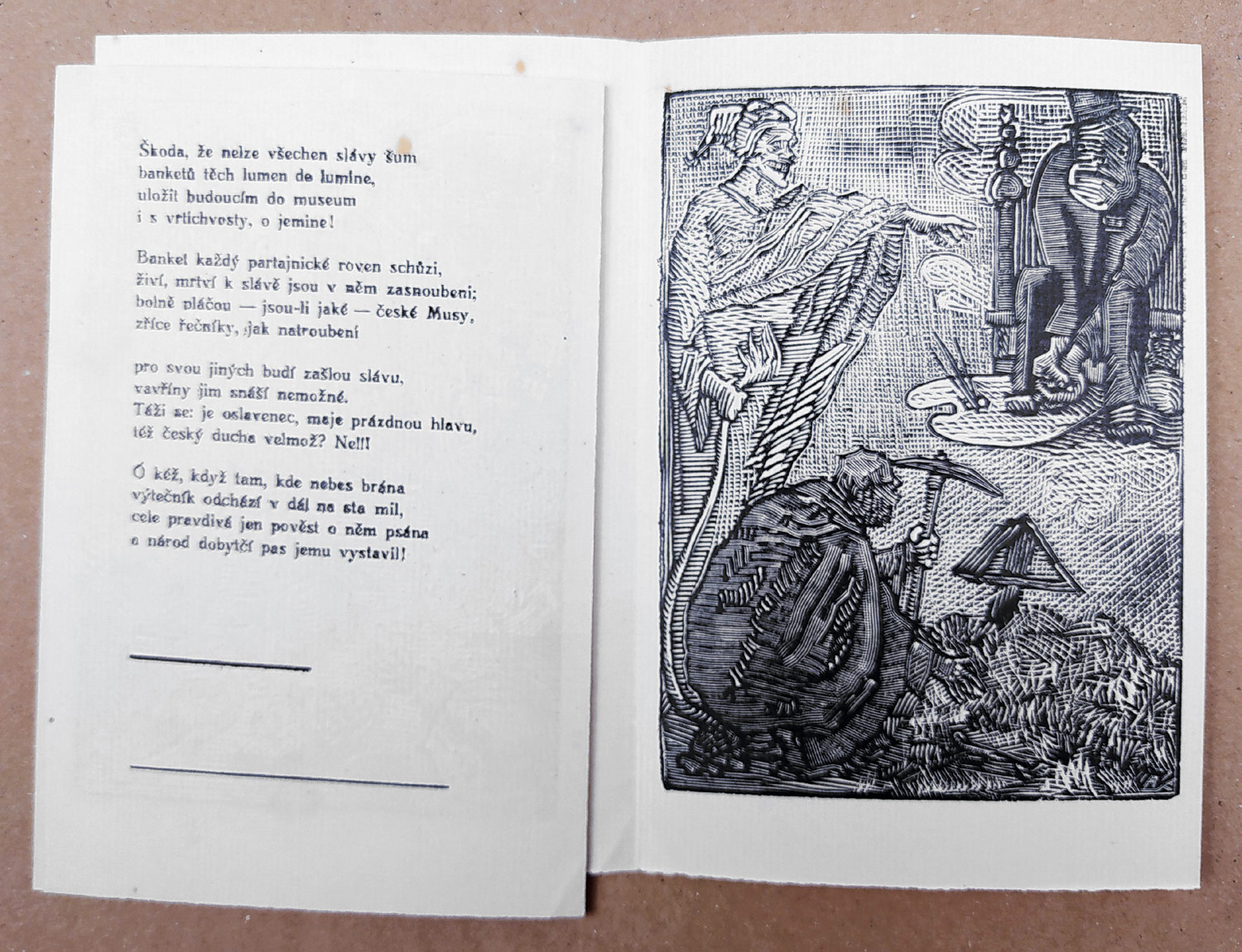 Váchal Josef – O banketech, autorský příležitostný tisk, 1939–1945