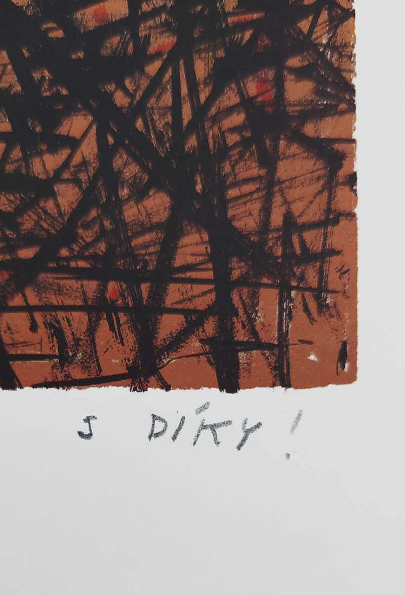Šalamoun Jiří – Prasátko v postroji, autorský tisk, barevná litografie, 1989