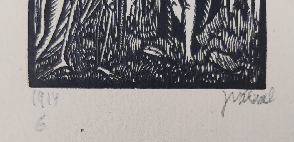 Váchal Josef – Grotesky, list č.6, autorský tisk, původní dřevoryt, 1914
