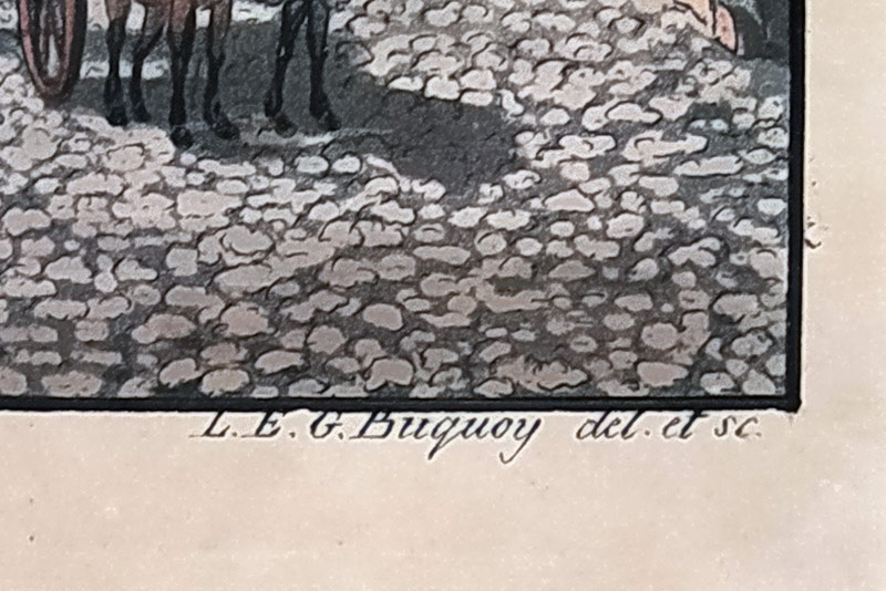 Praha – Dům U Hybernů, L. A. Buquoy, staře kolorovaná akvatinta, 1820