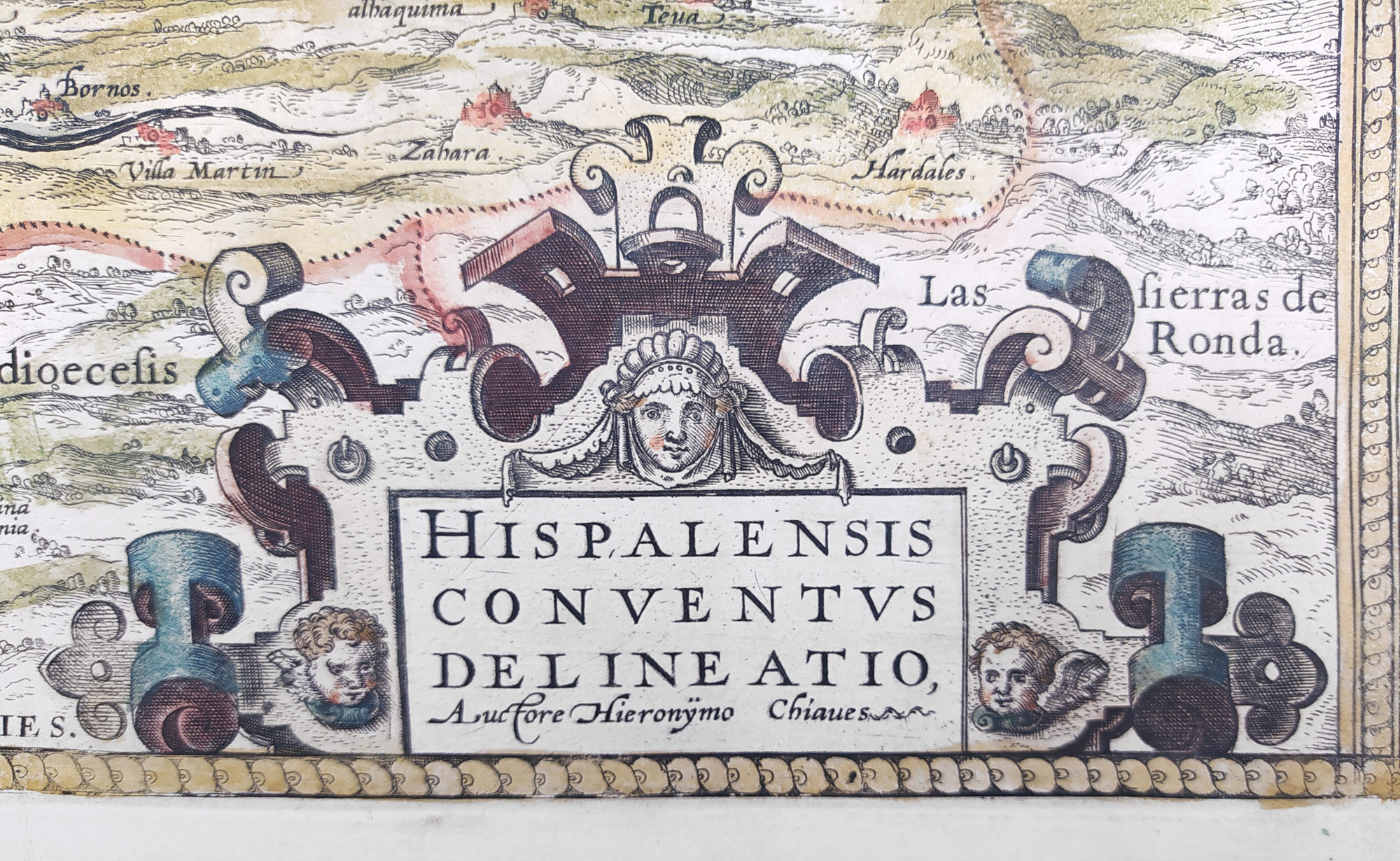 Andalusie – Abraham Ortelius, staře kolorovaný původní mědiryt, 1579