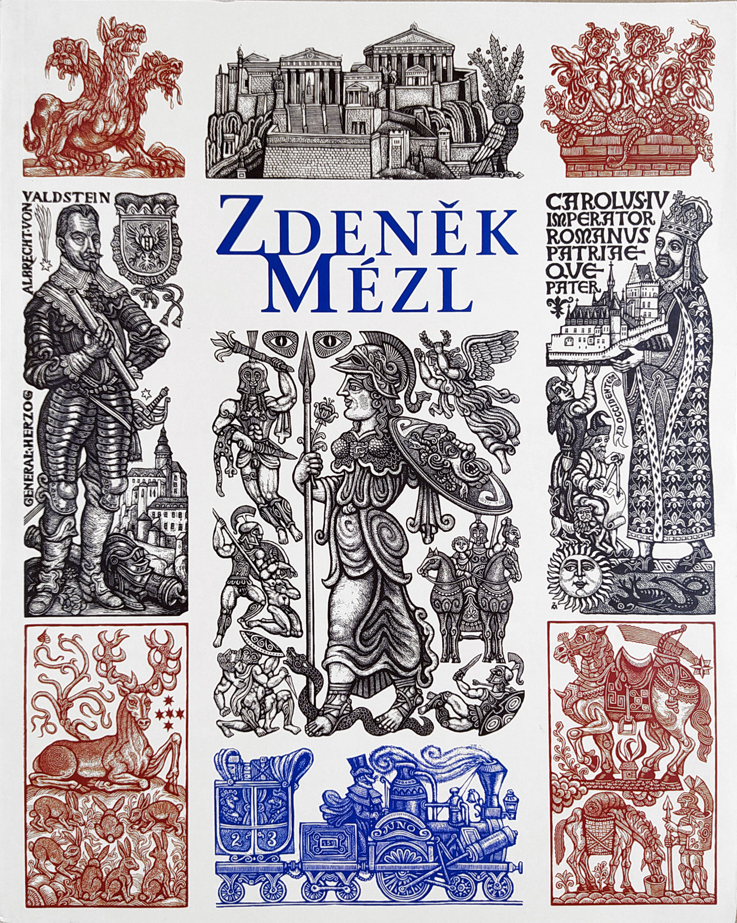 Mézl Zdeněk – 13× Ex libris W. Meulemans + kniha, původní dřevoryty, nedatováno