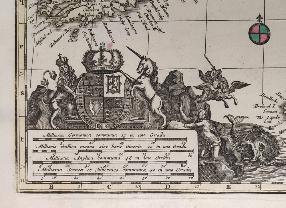 Velká Británie a Irsko – Matthäus Seutter, mapa, kolorovaný původní mědiryt, 1735