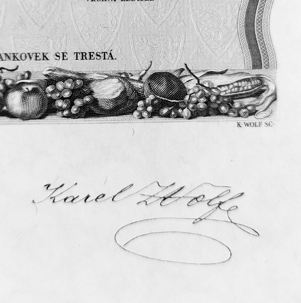 Schirnböck Ferdinand, Švabinský Max – dva návrhy na bankovku 1000 Kčs, 25. 5. 1934, hlubotisk, 1984