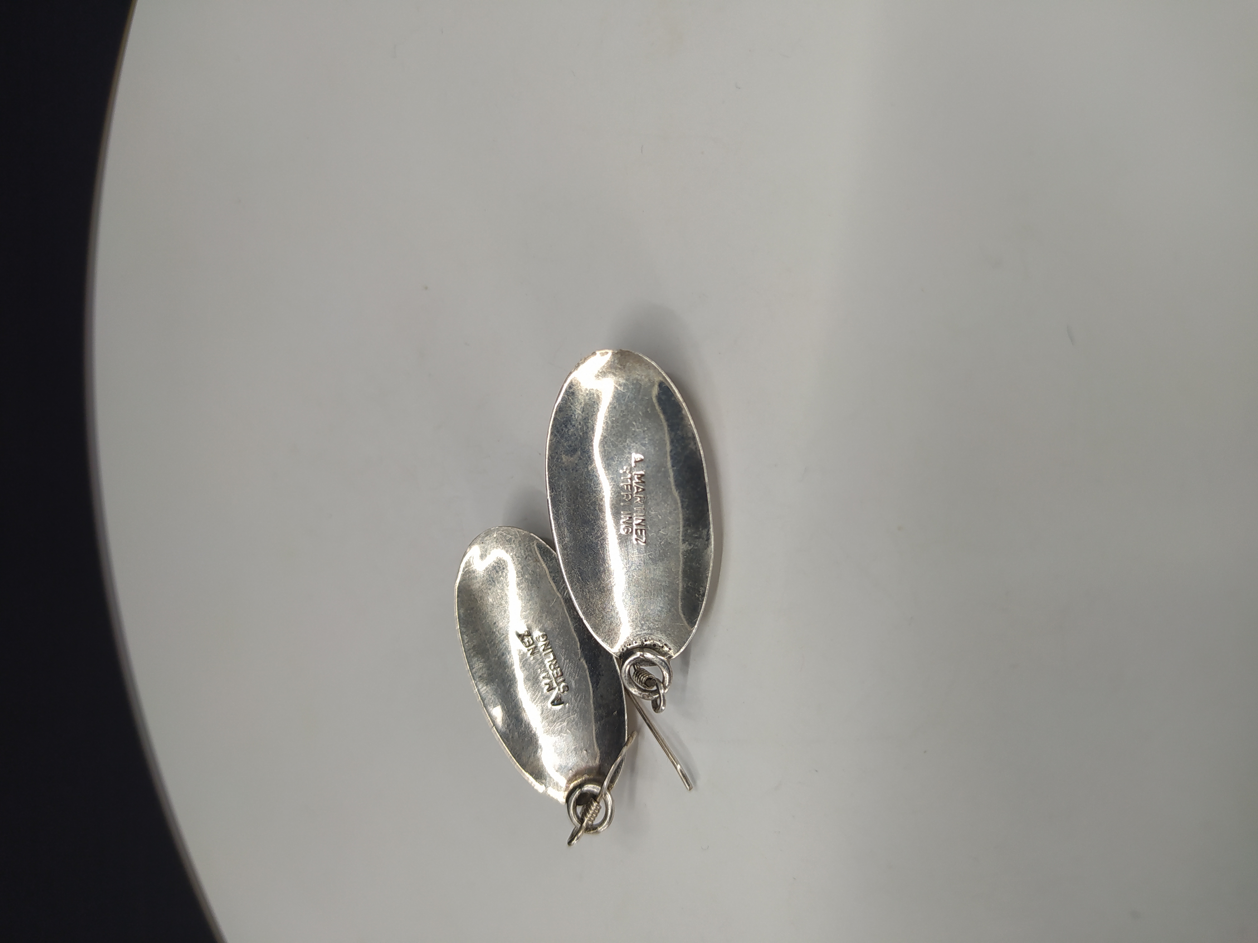 Visací náušnice ze sterlingového stříbra s fialovými kameny, Taxco, Mexiko