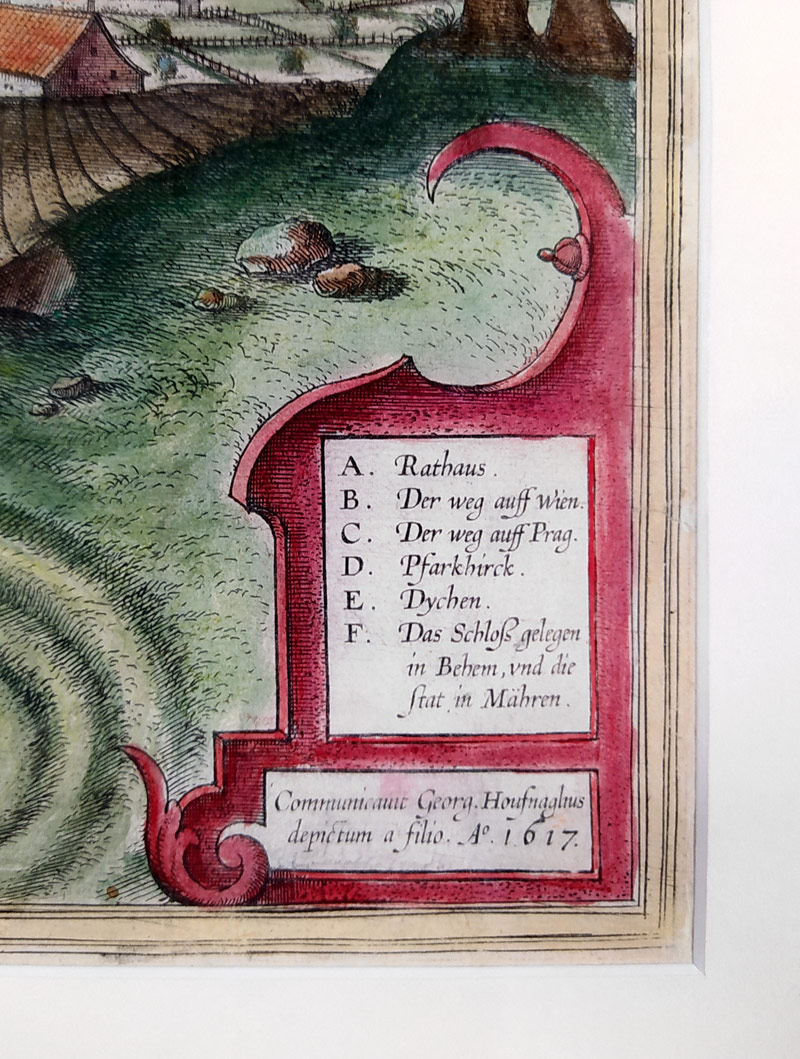 Polná – Georg Braun, Franz Hogenberg, Hufnagel G., původní staře kolorovaný mědiryt, veduta, 1617