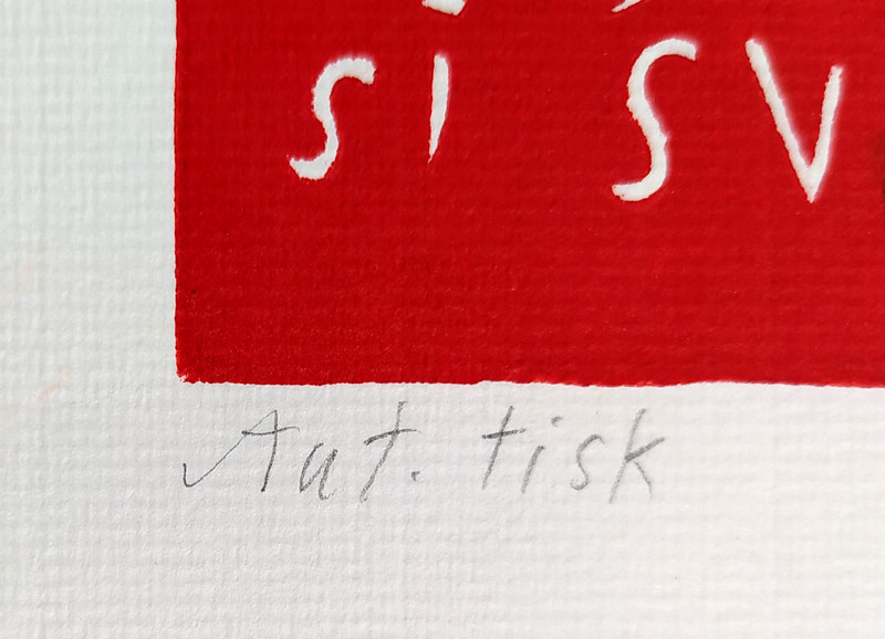 Černá Kateřina – Z láhve vylovil okurku, z knihy: Co objevila sestra pana lékárníka str. 11, linoryt, AT, 1996