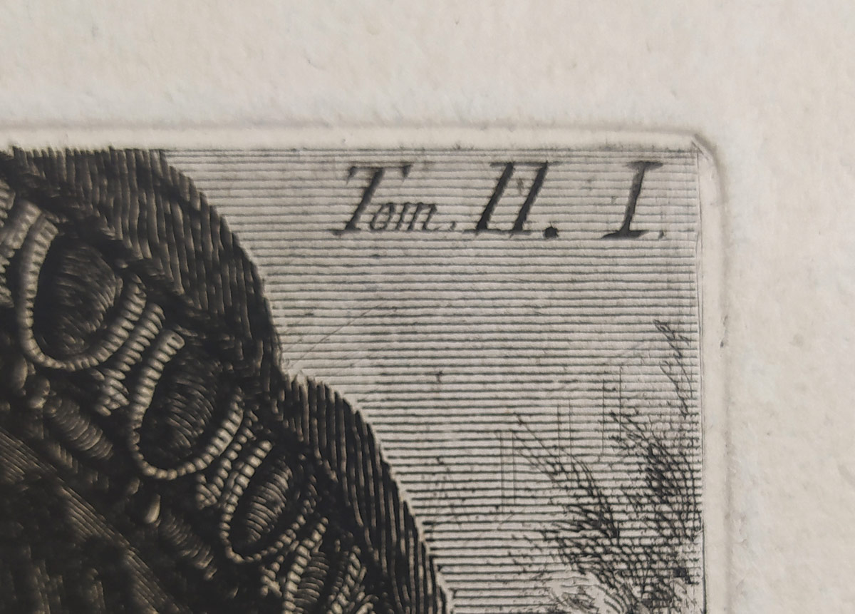 Řím – Le Antichità Romane, Římské starožitnosti, titulní list druhého svazku, G. B. Piranesi, lept, 1756–57