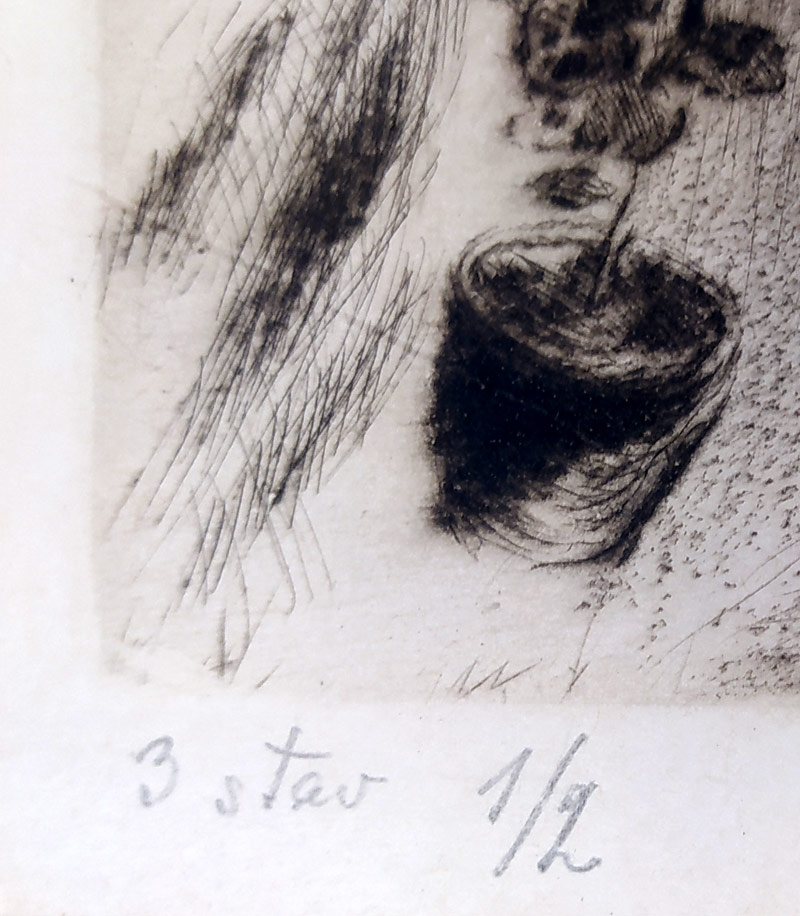 Švabinský Max – Zvěstování, původní suchá jehla, 3. stav 1/2, soupis gr. díla č. 270, 1930