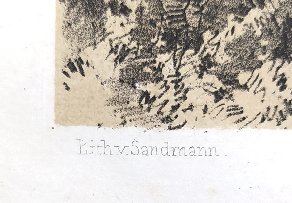 Praha – pohled na Pražský hrad, František Xaver Sandmann, původní litografie, 1860