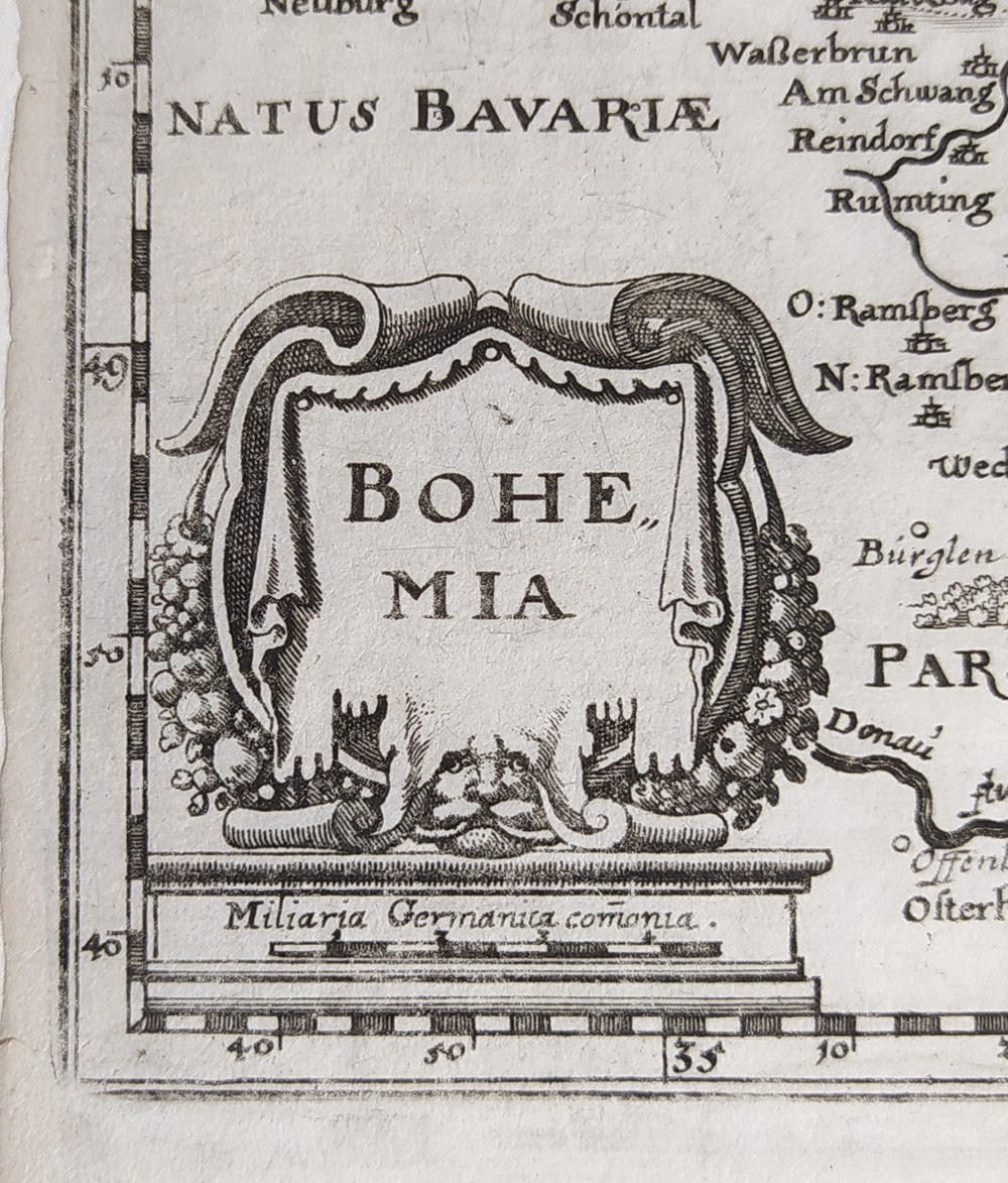 Čechy – Matthäus Merian, původní mědiryt, ca 1650