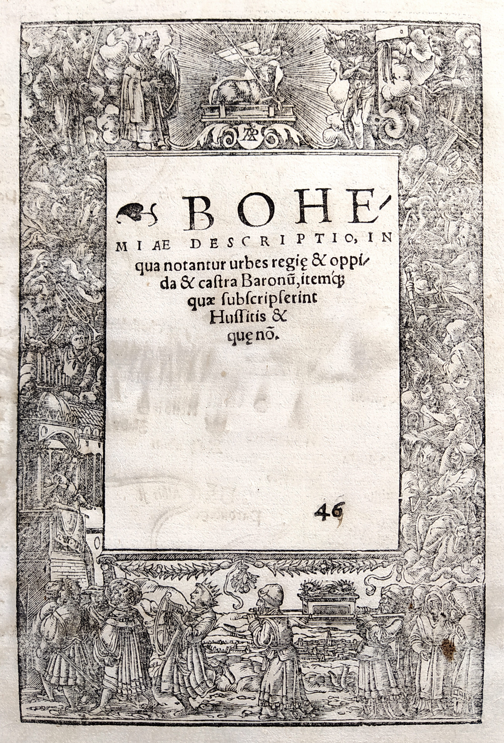 Čechy – Bohemiae Nova Descriptio Tabula XVII, Sebastian Münster, 1. vydání, původní dřevořez, Basilej, 1540