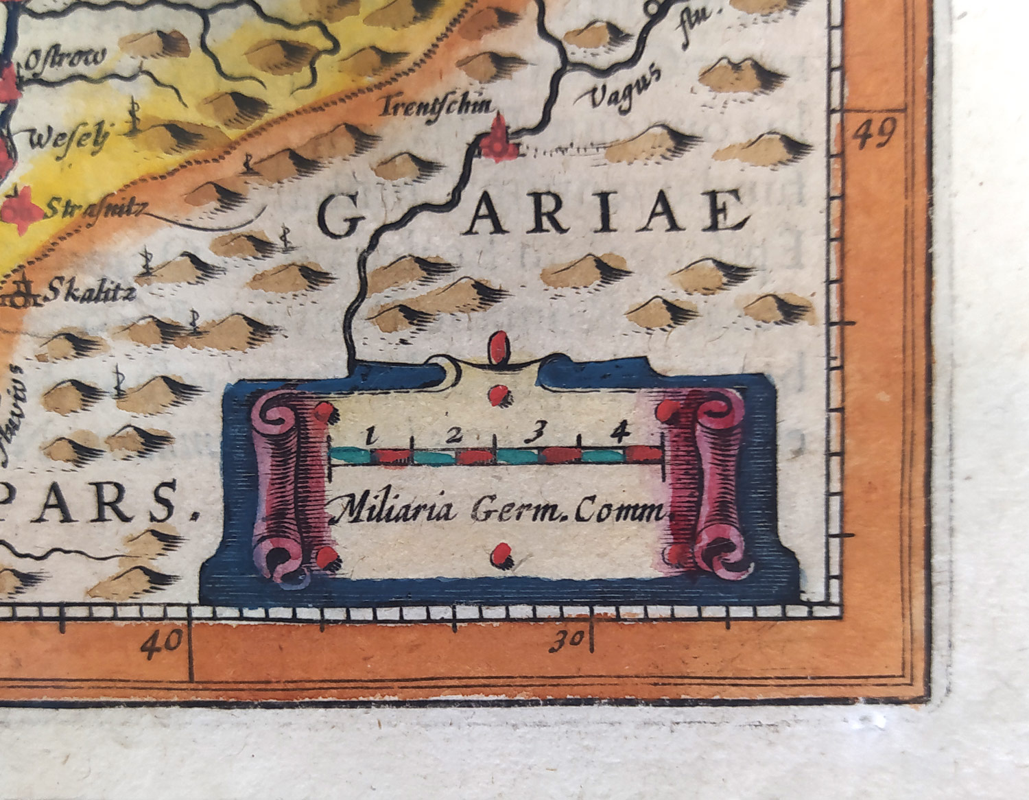 Morava – Moravia, Gerard Mercator, Atlas Minor, Johannes Janssonius, staře kolorovaný původní mědiryt, 1628