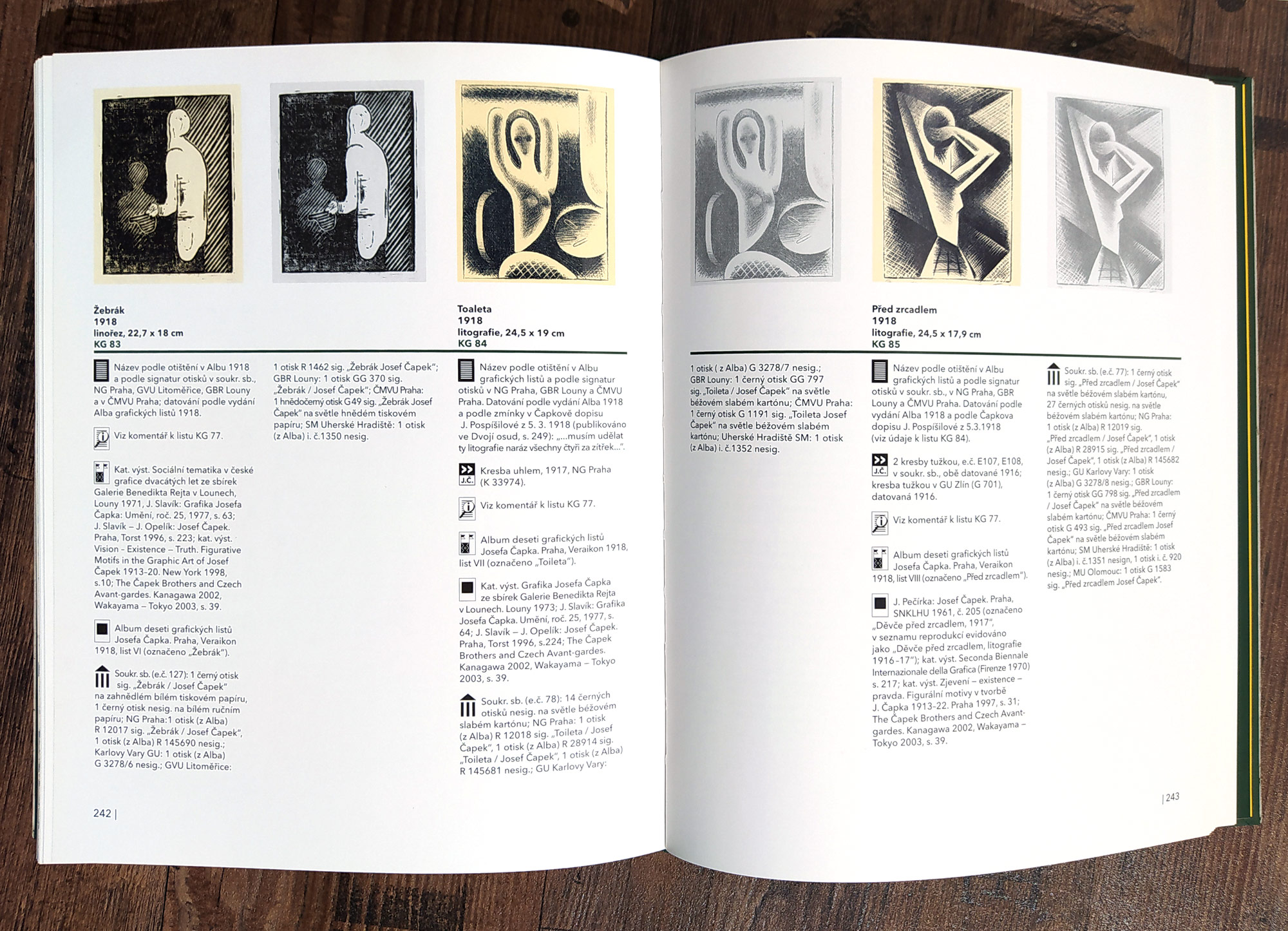 Čapek Josef – Toaleta, původní litografie, dobový rám, artglass, 1918