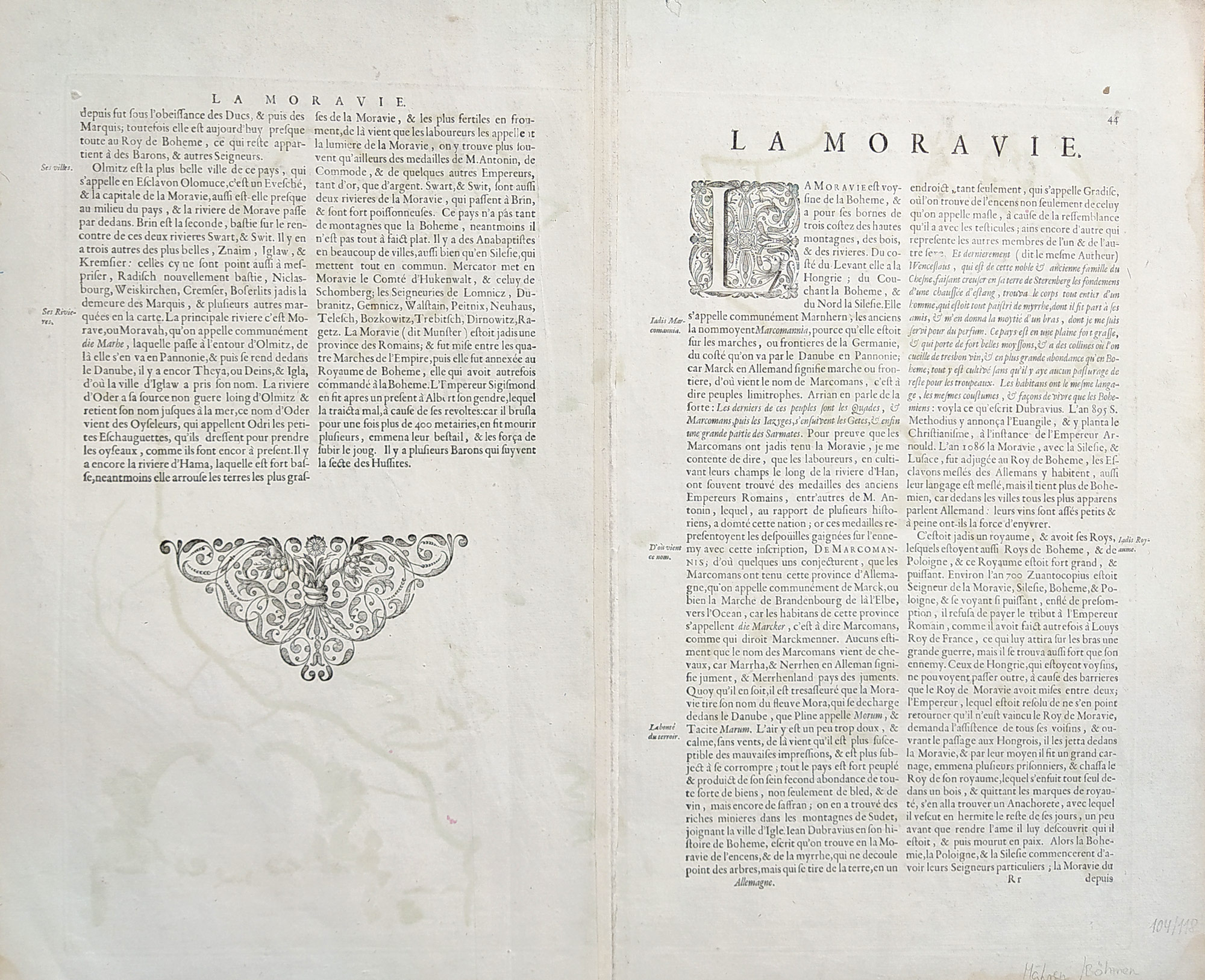 Morava – Komenského stará mapa Moravy, Willem Janszoon Blaeu, staře kolorovaný původní mědiryt, 1630