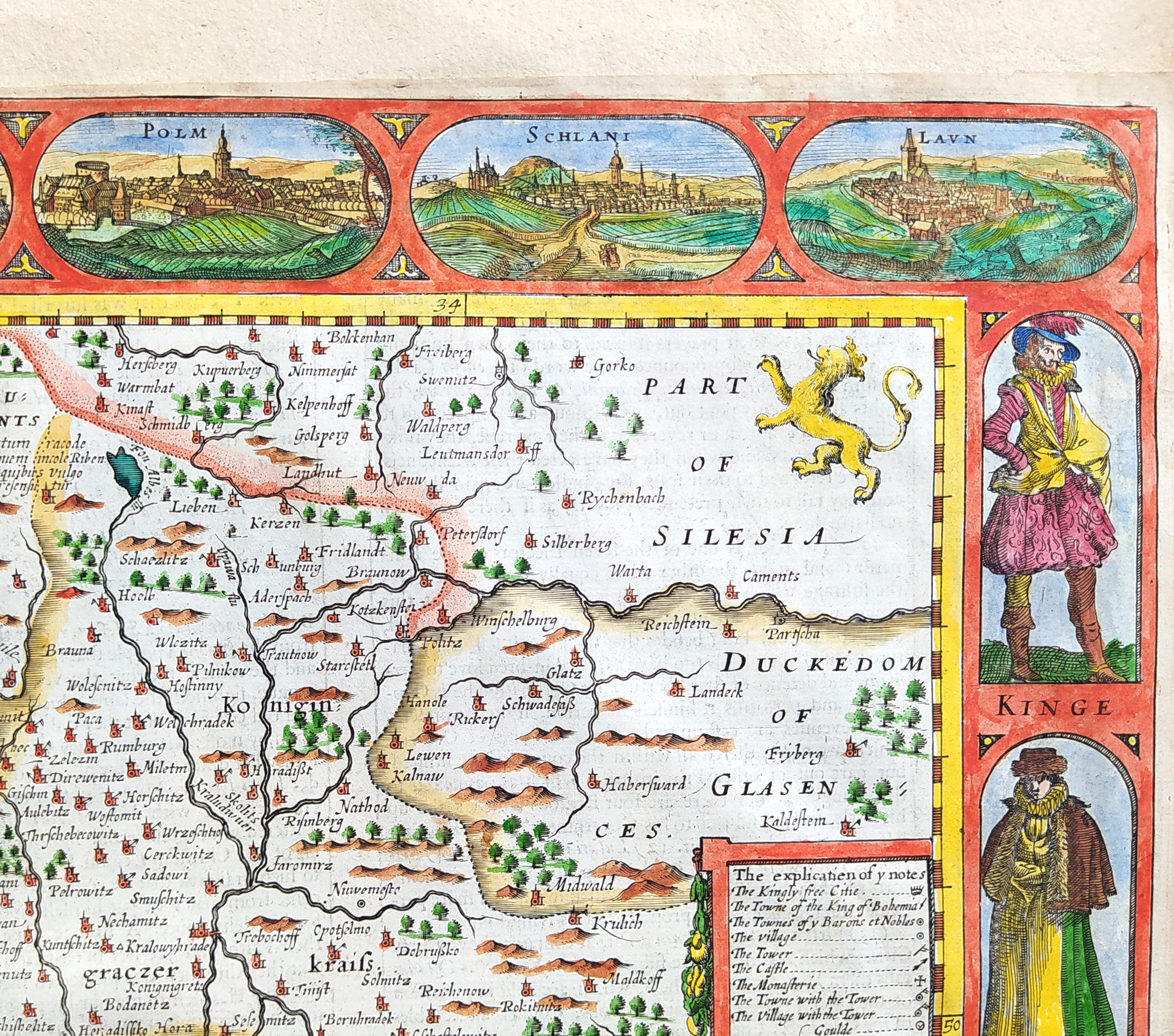 Čechy – John Speed, stará mapa Čech na prodej, původní staře kolorovaný mědiryt, 1626