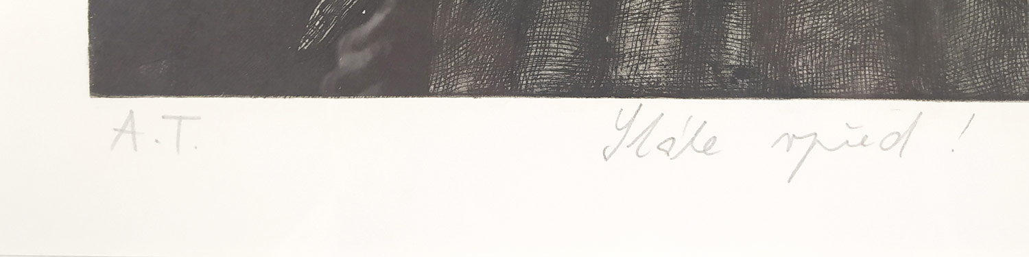 Róna Jaroslav – Stále vpřed!, rozměrný původní lept, autorský tisk, 1999