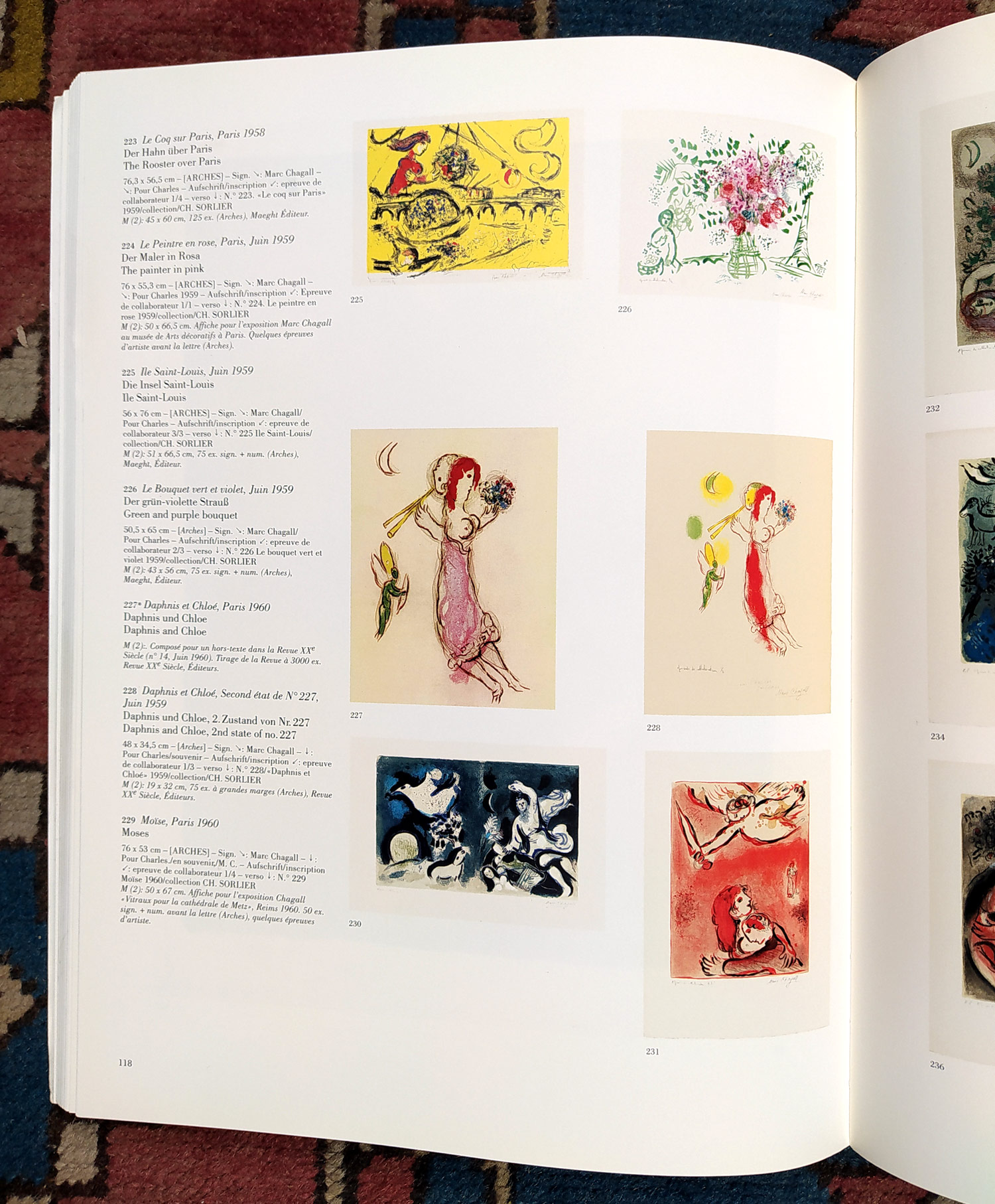 Chagall Marc – Ile Saint-Louis, signovaná původní barevná litografie, číslováno 50/100, červen 1959