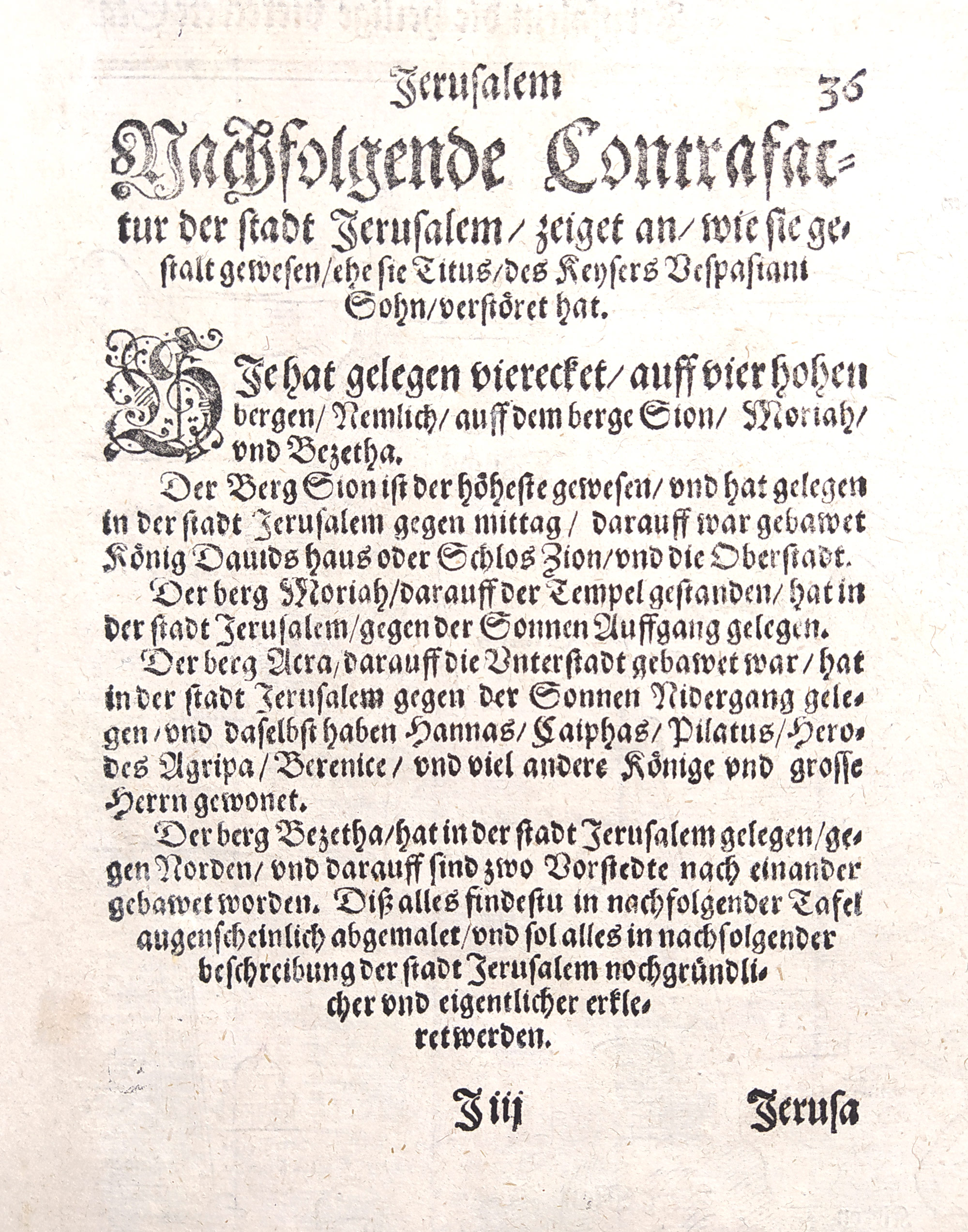Svatá země – Jerusalem die heilige vierecete Stadt, Heinrich Bünting, původní dřevořez, Basilej, 1600