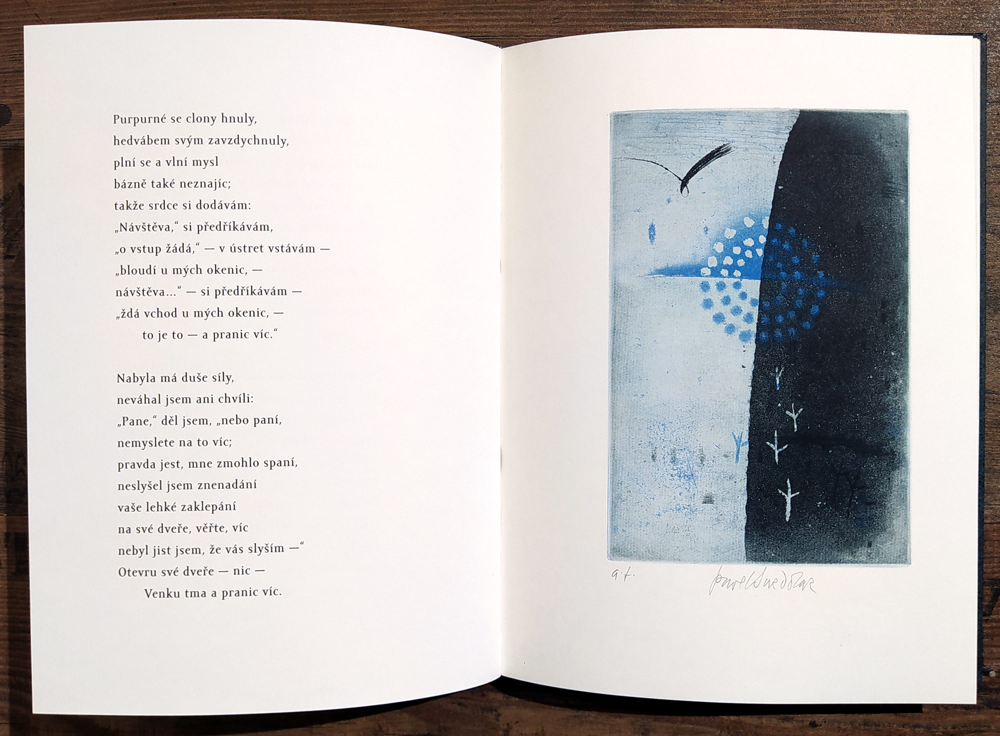 Sukdolák Pavel – Edgar Allan Poe, Havran, čtyři barevné lepty, autorský tisk, 2009