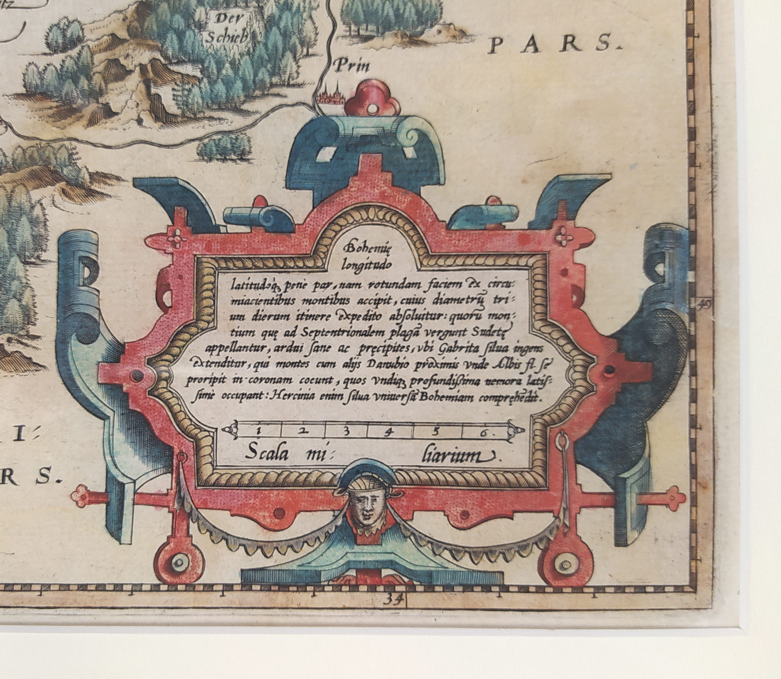 Čechy – Regni Bohemiae Descriptio, Abraham Ortelius, staře kolorovaný původní mědiryt, 1579