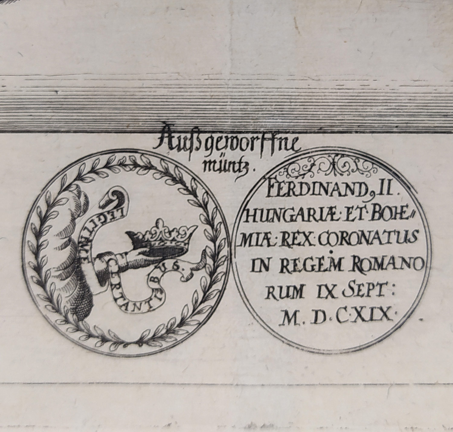 Frankfurt nad Mohanem – Korunovace Ferdinanda II. římským císařem, Eberhard Kieser, mědiryt, 1626