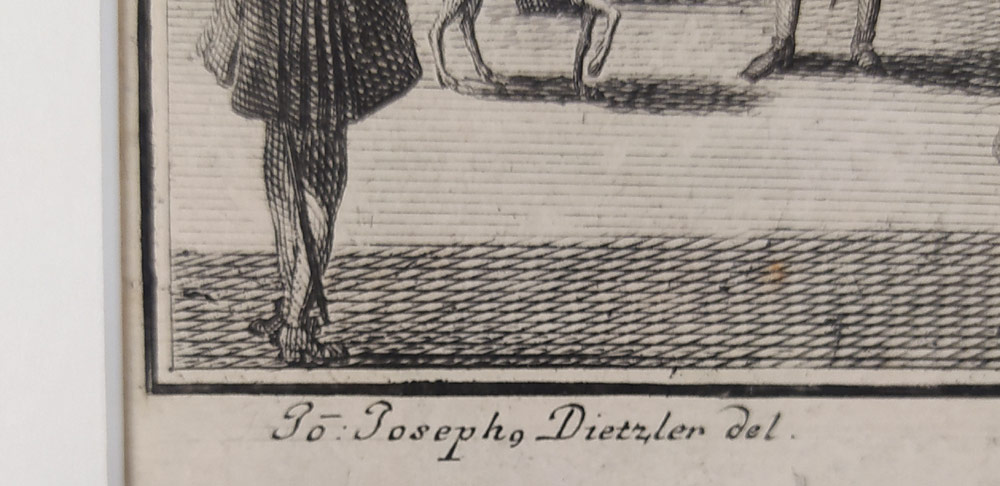 Praha – Vladislavský sál, Korunovace Marie Terezie 1743, původní mědiryt, 1743