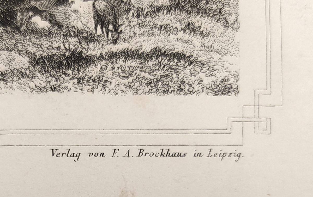 Rakousko – Friedrich Arnold Brockhaus, staře kolorovaný původní oceloryt, ca 1820