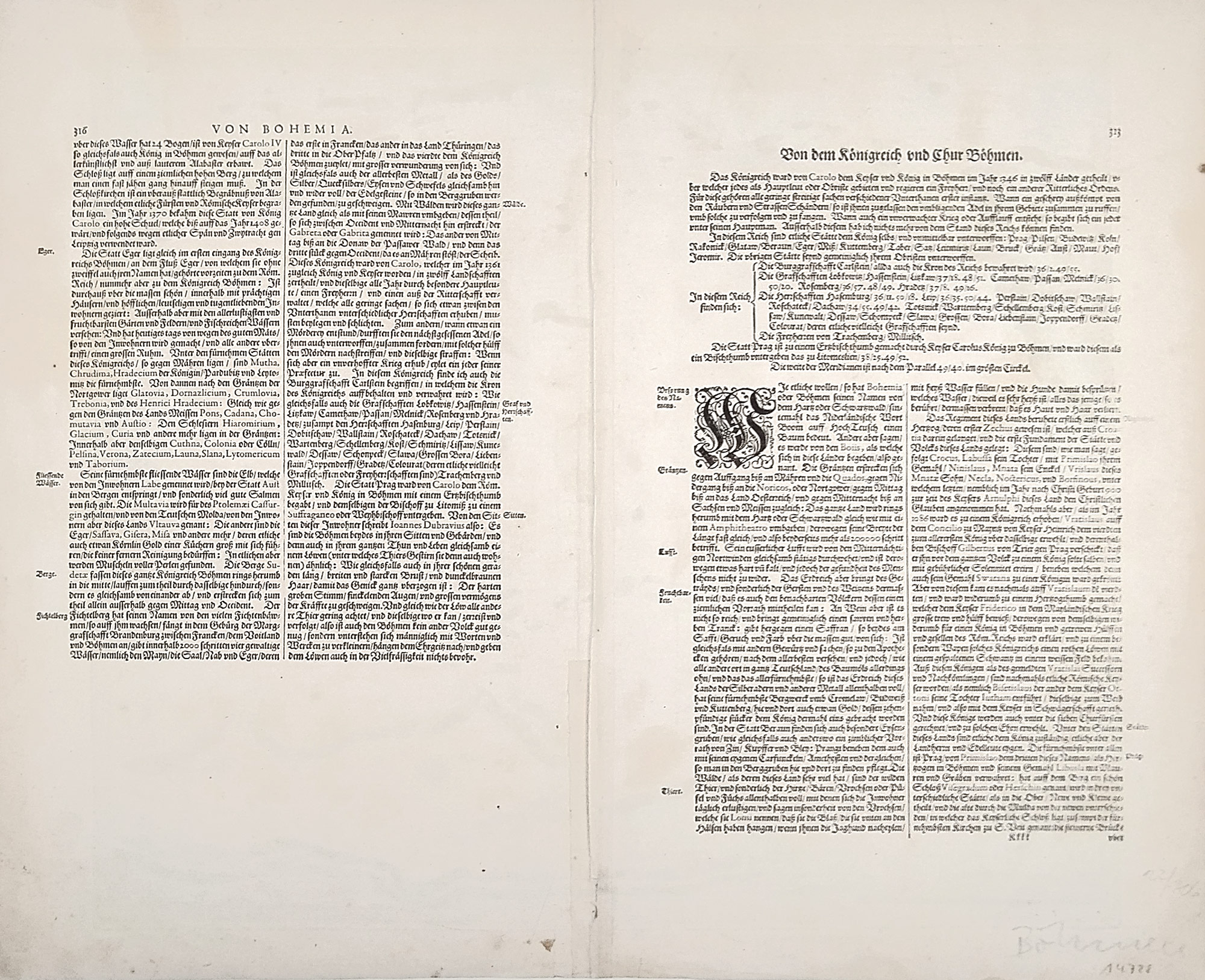 Čechy – Bohemia, P. Kaerius podle E. Sadelera, staře kolorovaný původní mědiryt, 1630